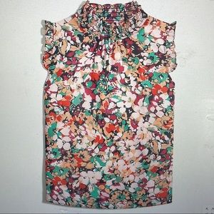 J CREW Printed Smocked Neck Tank Top- size small